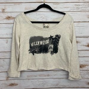 Jetset Hollywood Graphic Raw Hem Cropped T…